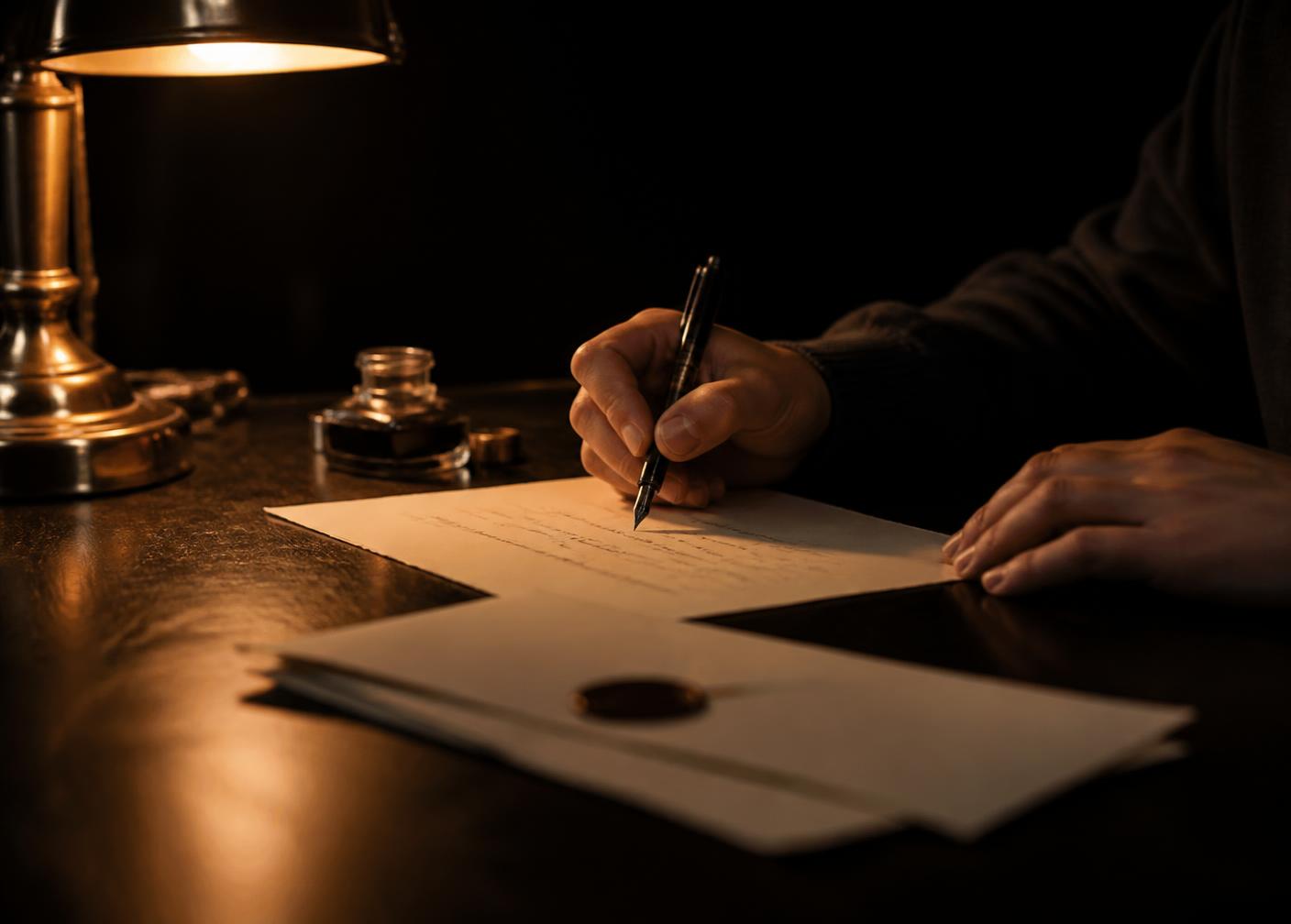 Carta manuscrita sendo preparada para ser lida no futuro